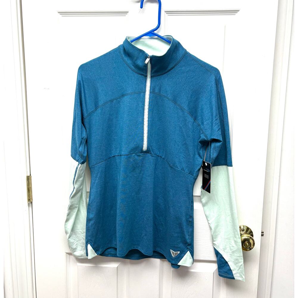 Korsa Road Runner Sports Shirt Blue Static Run 1/2 Zip Running Top, NWT, Size M